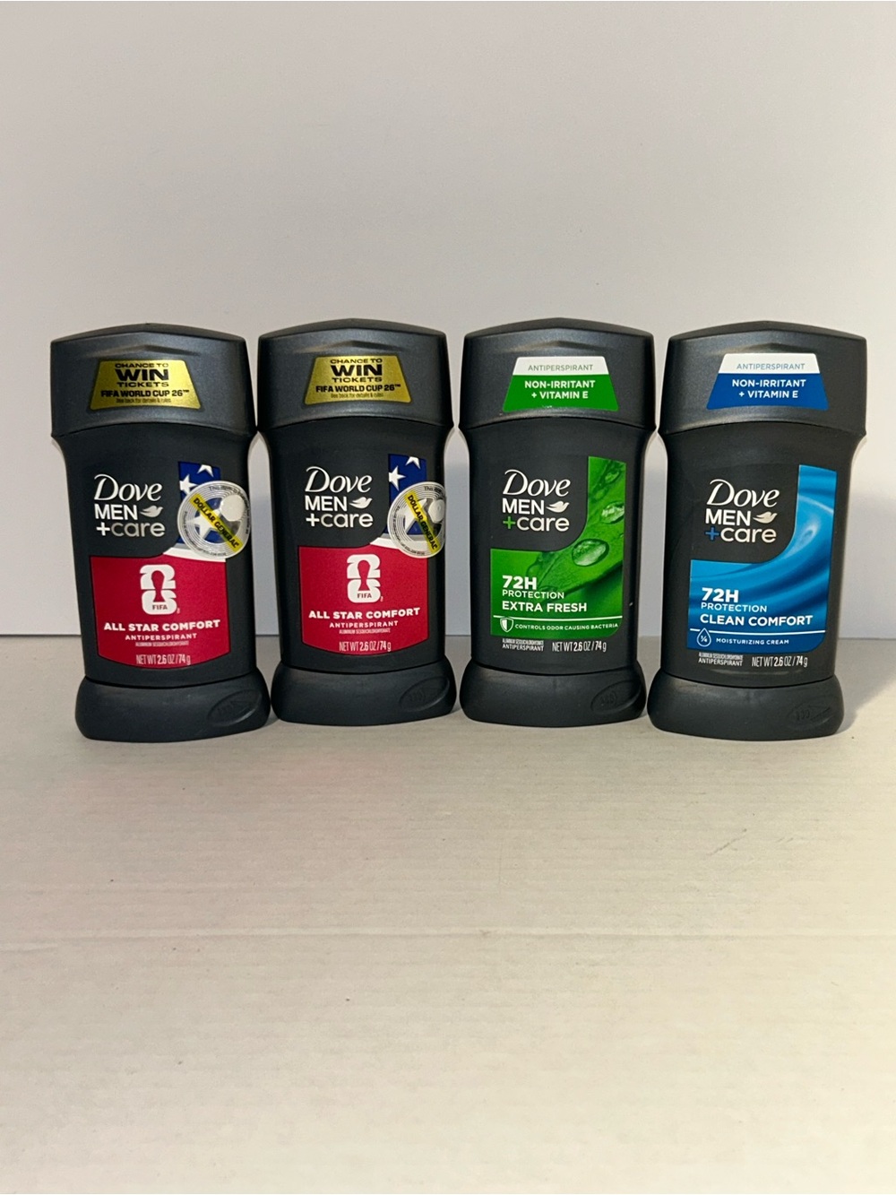 Dove Men+Care Antiperspirant Deodorant Stick 4-Pack Bundle 2.6oz